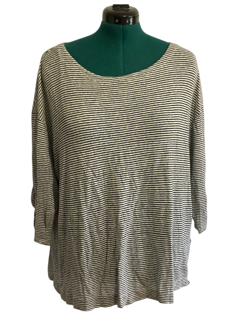 Adrienne Vittadini 100% Linen Striped T-shirt
